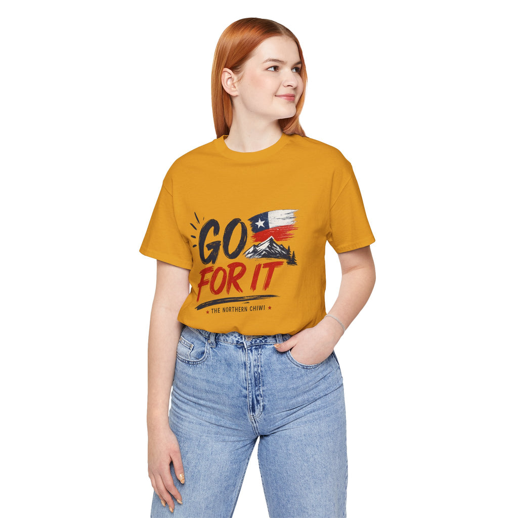 Go For It Mountain Tee – Chilean Flag & Mountain