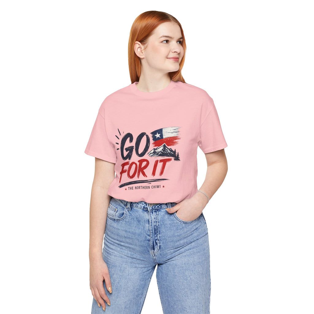 Go For It Mountain Tee – Chilean Flag & Mountain