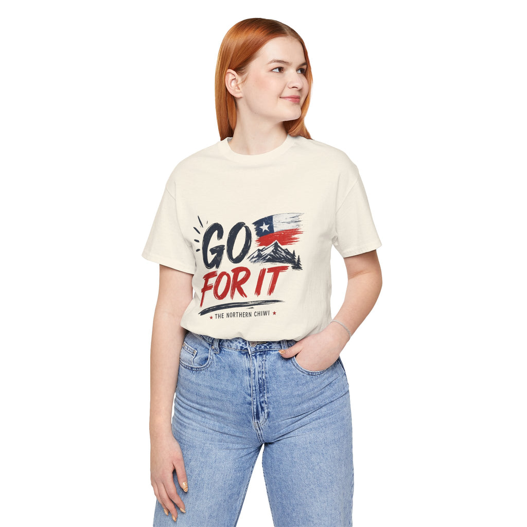 Go For It Mountain Tee – Chilean Flag & Mountain
