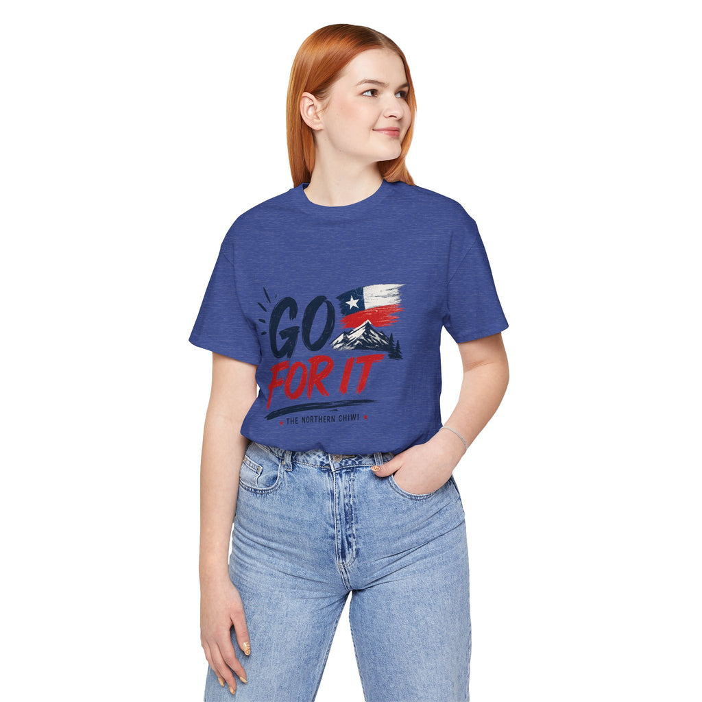 Go For It Mountain Tee – Chilean Flag & Mountain