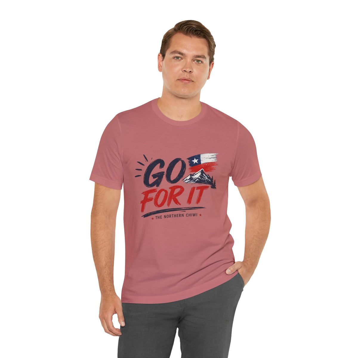 Go For It Mountain Tee – Chilean Flag & Mountain