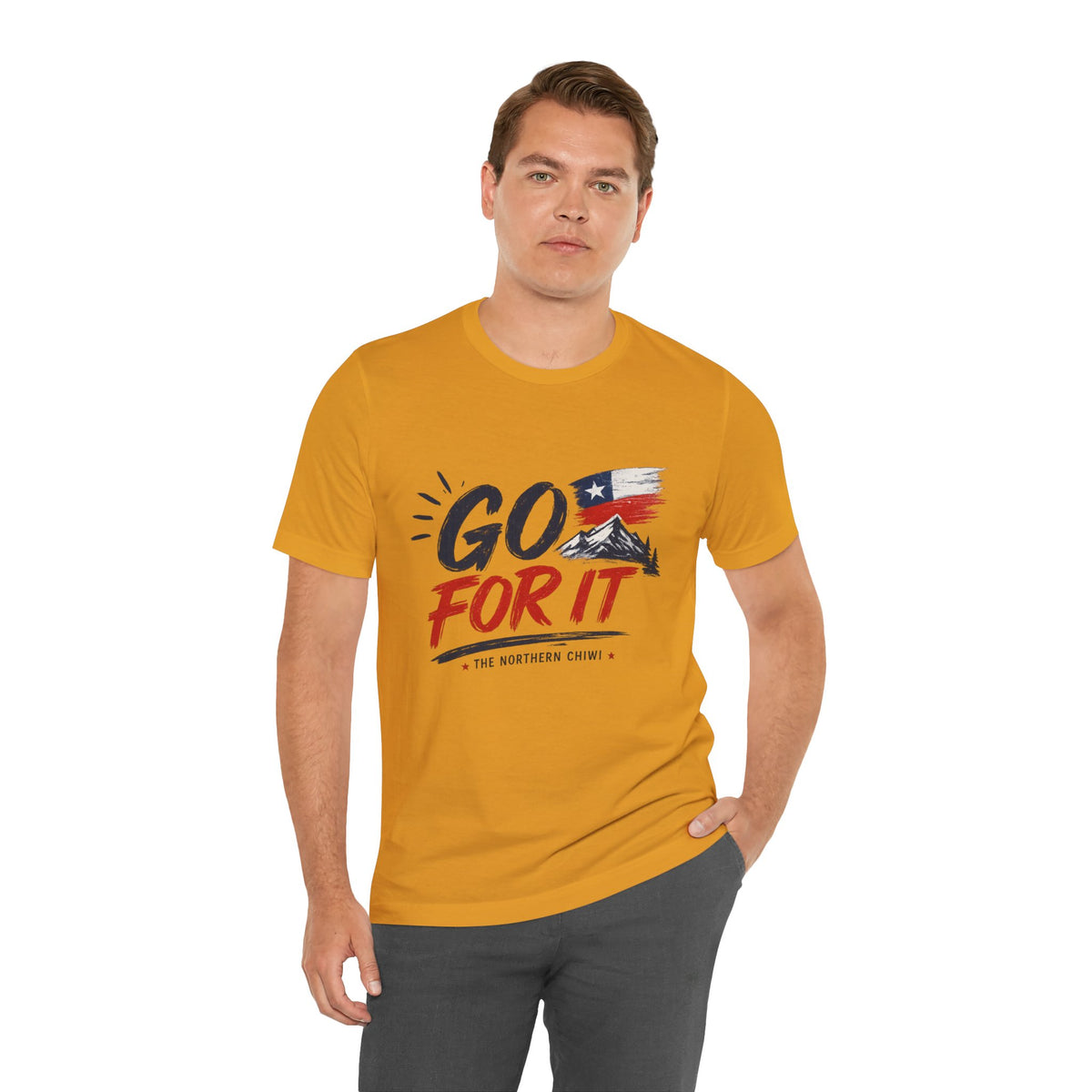 Go For It Mountain Tee – Chilean Flag & Mountain