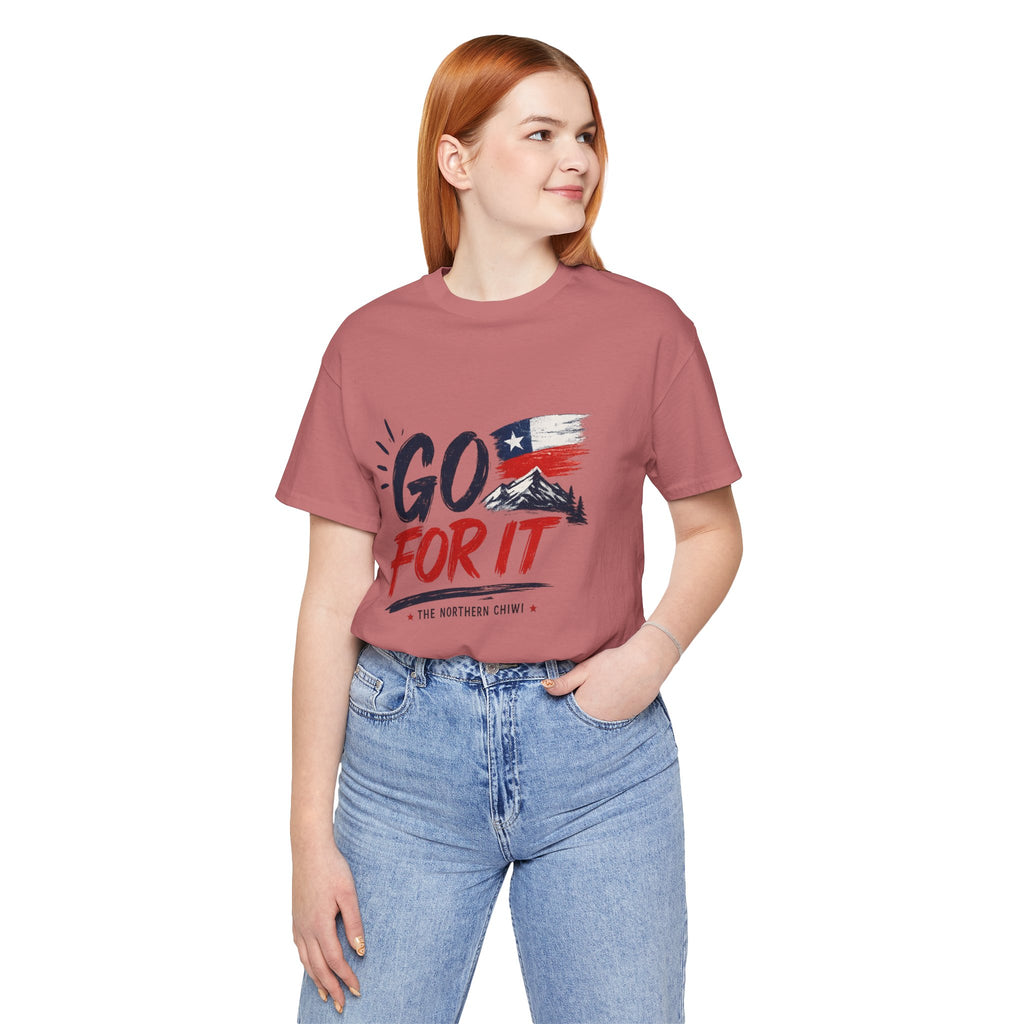 Go For It Mountain Tee – Chilean Flag & Mountain