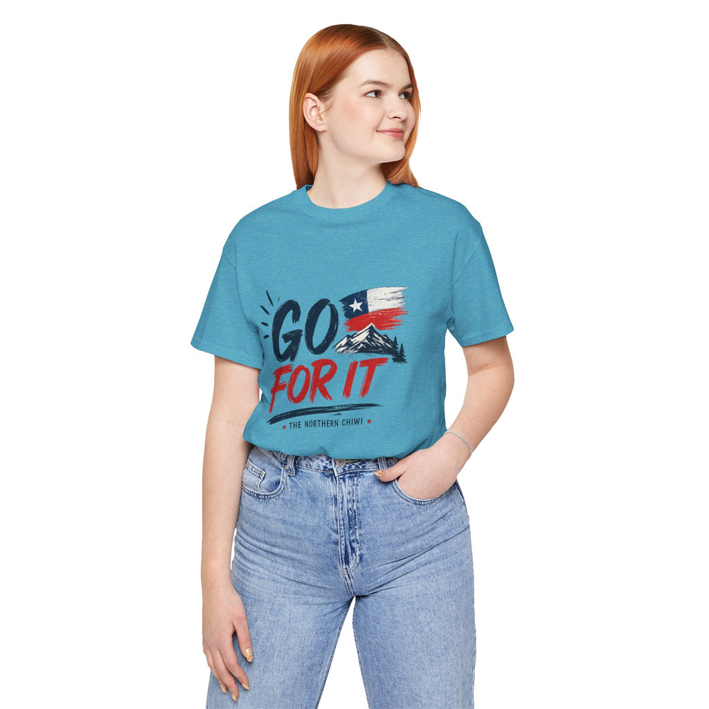 Go For It Mountain Tee – Chilean Flag & Mountain