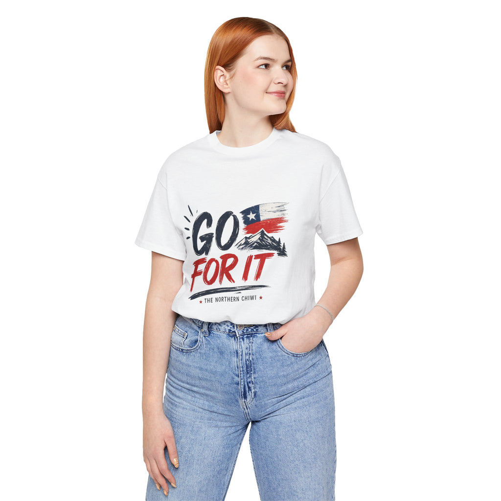 Go For It Mountain Tee – Chilean Flag & Mountain